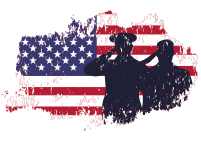 Saluting with America Flag behind | Adams Autoworx